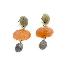 Load image into Gallery viewer, Marbled Marmalade &amp; Sage Aurora Trinket Earrings