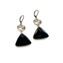 Load image into Gallery viewer, Pink Shine &amp; Black Facet Trinket Earrings