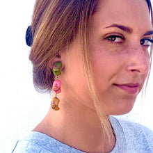 Load image into Gallery viewer, Secret Garden Floral Tri Dot Drop Earrings