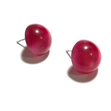 Load image into Gallery viewer, Cranberry Pink Moonglow Retro Button Stud Earrings