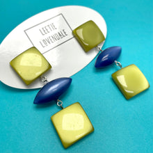 Load image into Gallery viewer, Olive &amp; Sapphire Moonglow Cubed Statement Earrings