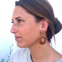 Load image into Gallery viewer, Tortoise &amp; Mustard Flower Garden Donut Drop Earrings
