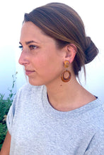 Load image into Gallery viewer, Tortoise &amp; Mustard Flower Garden Donut Drop Earrings