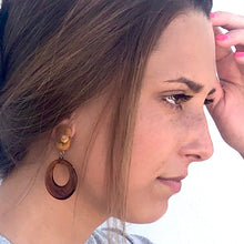 Load image into Gallery viewer, Tortoise &amp; Mustard Flower Garden Donut Drop Earrings