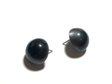 Load image into Gallery viewer, Charcoal Grey Moonglow Retro Button Stud Earrings