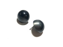 Load image into Gallery viewer, Charcoal Grey Moonglow Retro Button Stud Earrings