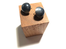 Load image into Gallery viewer, Charcoal Grey Moonglow Retro Button Stud Earrings