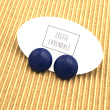 Load image into Gallery viewer, Navy Blue Matte Retro Button Stud Earrings
