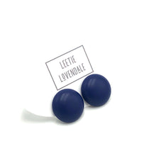 Load image into Gallery viewer, Navy Blue Matte Retro Button Stud Earrings