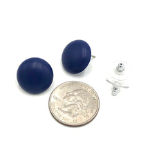 Load image into Gallery viewer, Navy Blue Matte Retro Button Stud Earrings