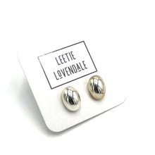 Load image into Gallery viewer, Silver Petite Oval Stud Earrings