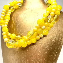 Load image into Gallery viewer, Lemon Yellow Crackle Mix Beaded Morgan Necklace *