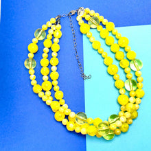 Load image into Gallery viewer, Lemon Yellow Crackle Mix Beaded Morgan Necklace *