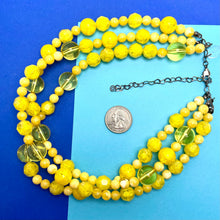 Load image into Gallery viewer, Lemon Yellow Crackle Mix Beaded Morgan Necklace *