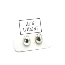 Load image into Gallery viewer, Silver Petite Oval Stud Earrings