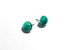 Load image into Gallery viewer, Emerald Green Transparent Retro Button Stud Earrings