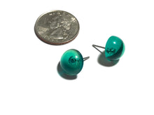 Load image into Gallery viewer, Emerald Green Transparent Retro Button Stud Earrings