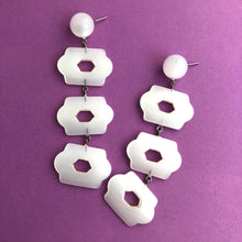 Load image into Gallery viewer, White Lattice Moonglow Statement Earrings