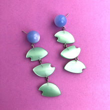 Load image into Gallery viewer, Blue &amp; Mint Mid Mod Moonglow Statement Earrings *