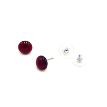 Load image into Gallery viewer, Dark Garnet Retro Button Stud Earrings