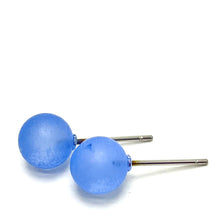 Load image into Gallery viewer, Sapphire Blue Frosted Lucite Mini Ball Stud Earrings
