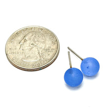 Load image into Gallery viewer, Sapphire Blue Frosted Lucite Mini Ball Stud Earrings
