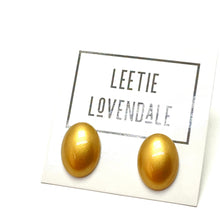 Load image into Gallery viewer, Gold Glisten Metallic Lucite Oval Stud Earrings