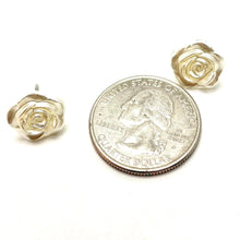 Load image into Gallery viewer, Pearly Ivory Rose Button Stud Earrings