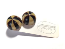 Load image into Gallery viewer, Brown &amp; Beige Caramel Candy Retro Button Stud Earrings