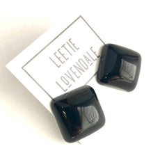 Load image into Gallery viewer, Black Deco Chunky Square Stud Earrings