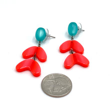 Load image into Gallery viewer, Teal &amp; Orange Ivy Drop Earrings *