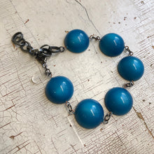 Load image into Gallery viewer, Dark Aqua Blue Moonglow Disc Stations Bracelet