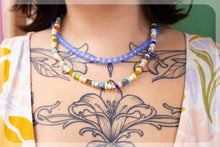 Load image into Gallery viewer, Floral Sea Glass Beaded Necklace