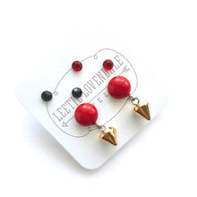 Load image into Gallery viewer, Very Cherry Red &amp; Gold Spike Small Studs Set | As Seen on the CW's Riverdale