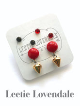 Load image into Gallery viewer, Very Cherry Red &amp; Gold Spike Small Studs Set | As Seen on the CW's Riverdale