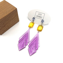 Load image into Gallery viewer, Lilac Art Deco &amp; Amber Statement Drop Earrings