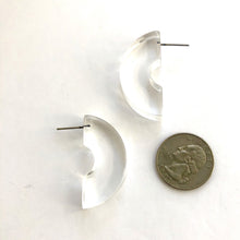 Load image into Gallery viewer, Clear Art Deco Half Circle Stud Earrings