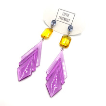 Load image into Gallery viewer, Lilac Art Deco &amp; Amber Statement Drop Earrings