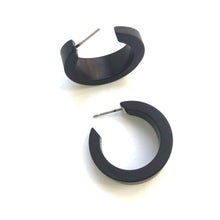 Load image into Gallery viewer, Black Matte Velvet Tapered Mini Marilyn Hoop Earrings