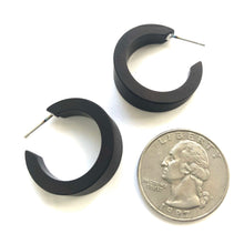 Load image into Gallery viewer, Black Matte Velvet Tapered Mini Marilyn Hoop Earrings