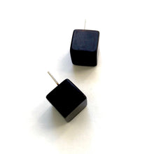 Load image into Gallery viewer, Black Lucite Jumbo Cube Stud Earrings