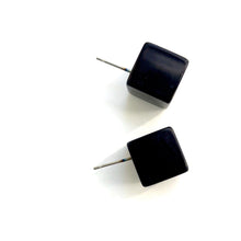 Load image into Gallery viewer, Black Lucite Jumbo Cube Stud Earrings