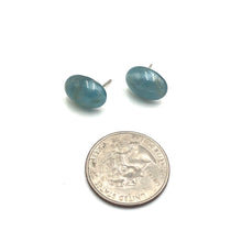 Load image into Gallery viewer, Ice Blue Marbled Oval Stud Earrings