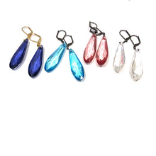 Load image into Gallery viewer, Aqua Blue Faceted Briolette Leverback TearDrop Earrings