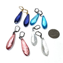 Load image into Gallery viewer, Aqua Blue Faceted Briolette Leverback TearDrop Earrings
