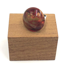 Load image into Gallery viewer, Ruby &amp; Gold Marbled Lucite Silver Cocktail Ring