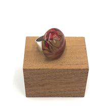 Load image into Gallery viewer, Ruby &amp; Gold Marbled Lucite Silver Cocktail Ring