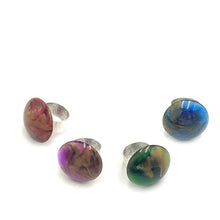 Load image into Gallery viewer, Emerald &amp; Gold Marbled Lucite Silver Cocktail Ring