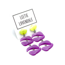 Load image into Gallery viewer, Lemon &amp; Lilac Moonglow Shield Statement Earrings