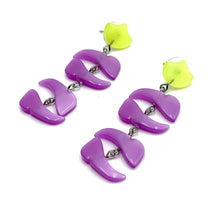 Load image into Gallery viewer, Lemon &amp; Lilac Moonglow Shield Statement Earrings